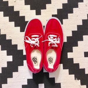 Vans Red Canvas Sneakers (Model: Authentic)